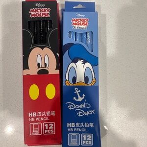 Disney Mickey Mouse & Donald Duck HB Pencil Sets - 12 Pencils Each